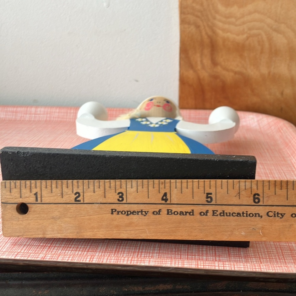 Hantverksboden Swedish Handcrafted Wooden Doll Candle Holder - Blue and Yellow - Picture 7 of 15